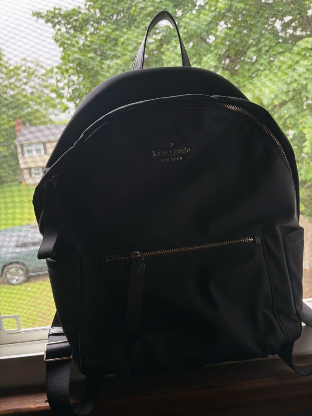 kate spade Black Nylon Backpack with Gold Hardware